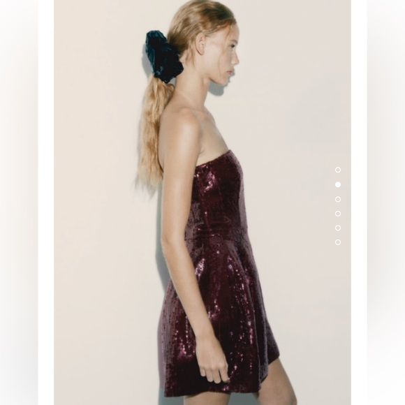 Zara LIMITED EDITION Sequin strapless mini dress Nwt - Picture 4 of 12